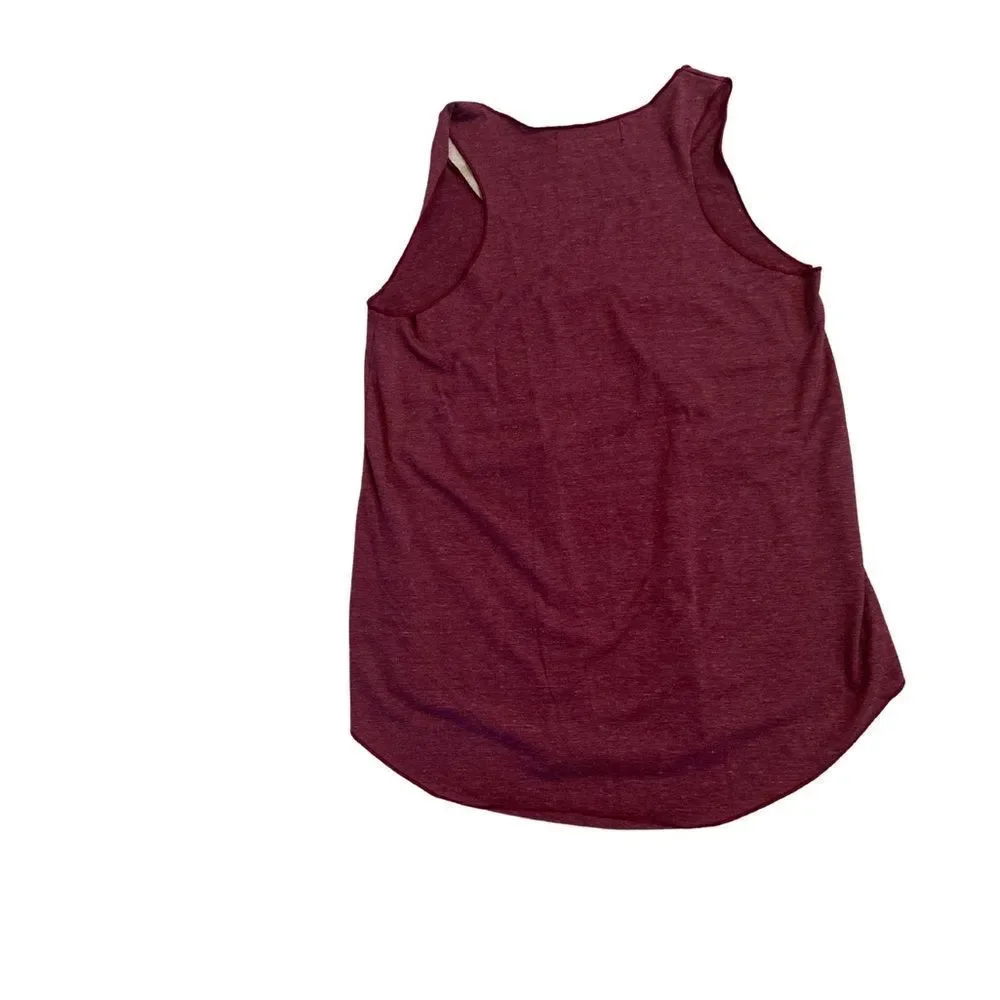 Chic Cat Pattern Tank Top - Burgundy